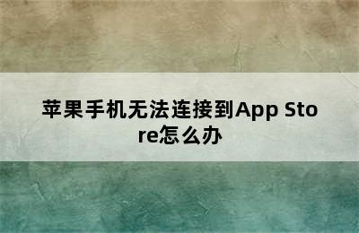 苹果手机无法连接到App Store怎么办